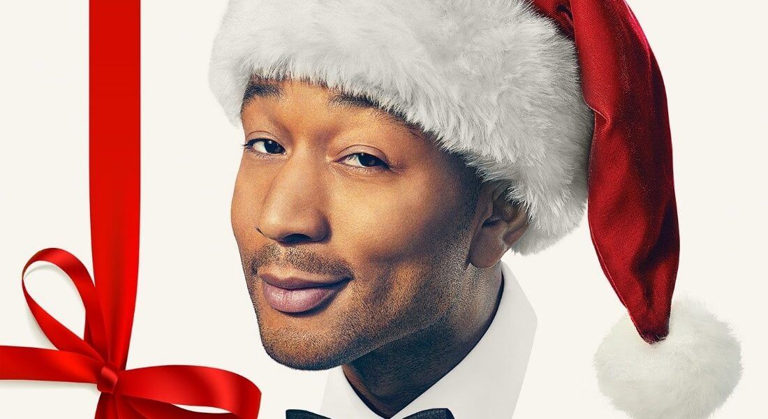 John Legend memakai topi khas Sinterklas, berpose untuk artwork album A Legendary Christmas.